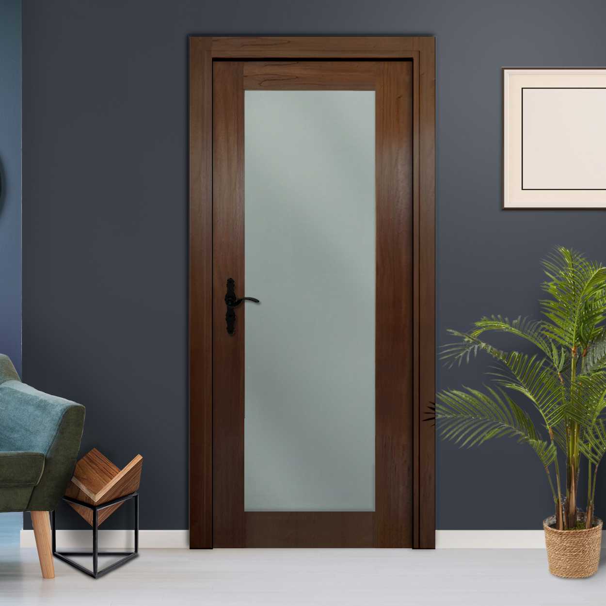 Puerta Interior Con Panel De Vidrio Esmerilado PIC1-1115