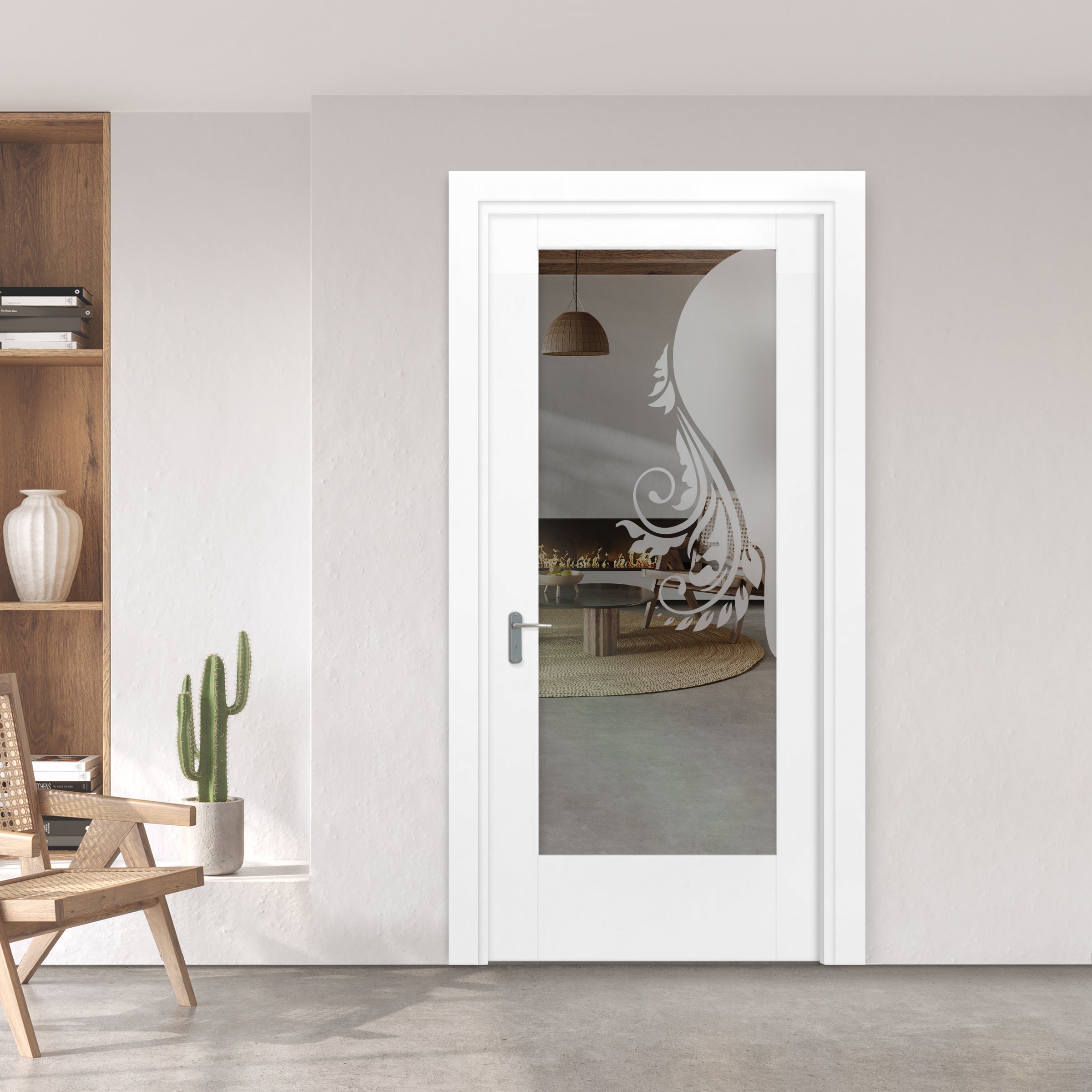 Puerta Interior Con Panel De Vidrio Esmerilado  PIC1-2727