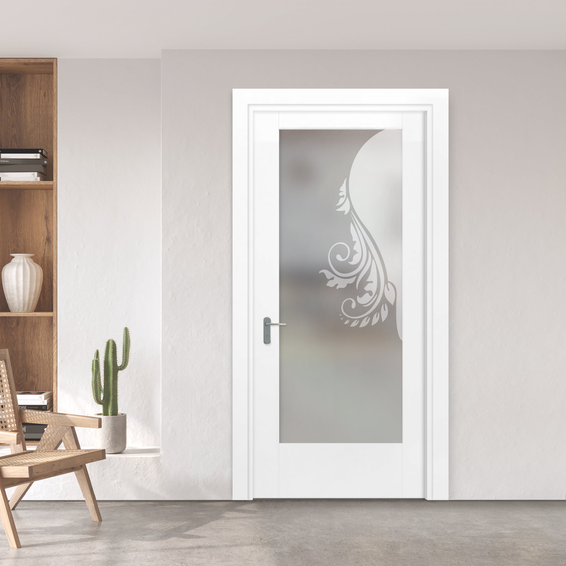 Puerta Interior Con Panel De Vidrio Esmerilado  PIC1-2727