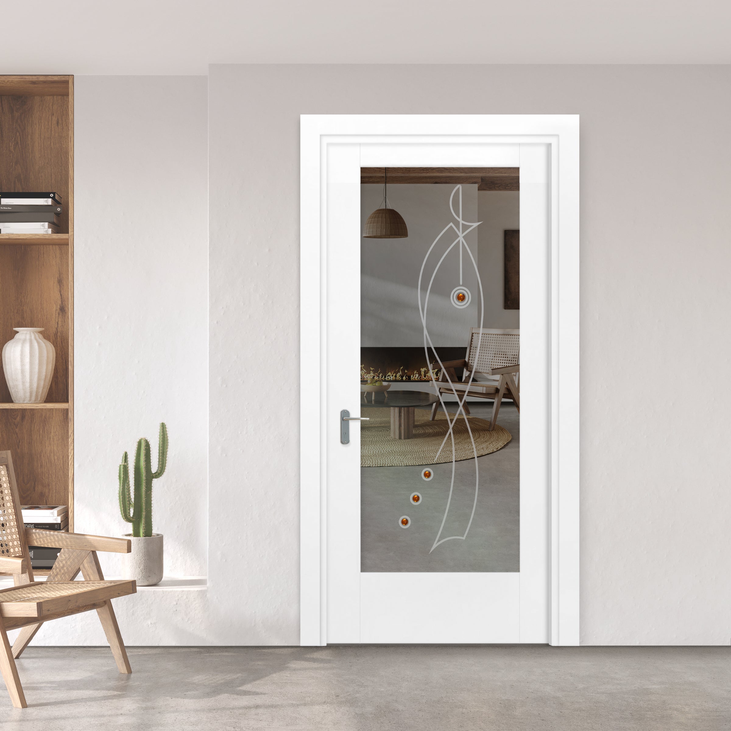 Puerta Interior Con Panel De Vidrio Esmerilado  PIC1-2726