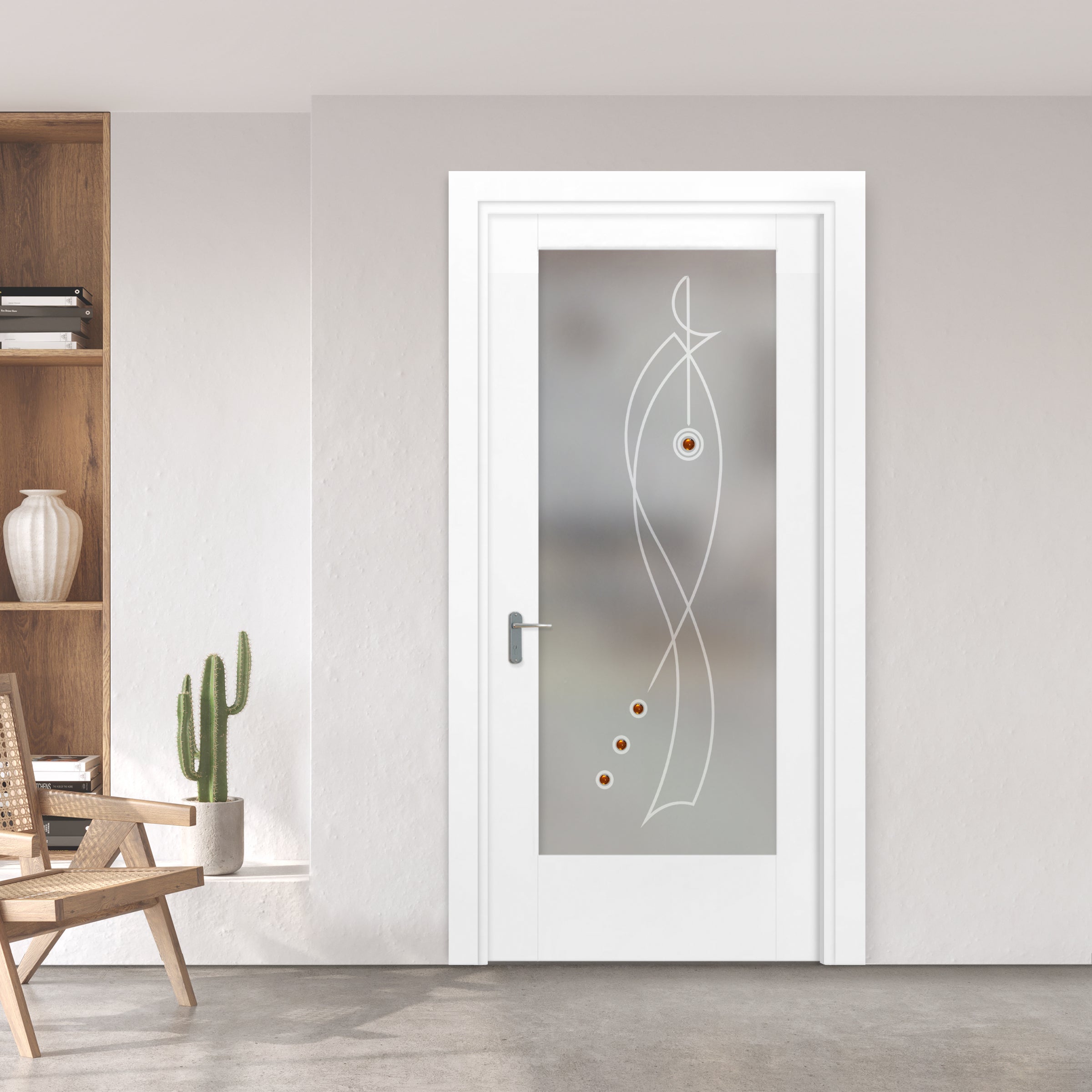 Puerta Interior Con Panel De Vidrio Esmerilado  PIC1-2726