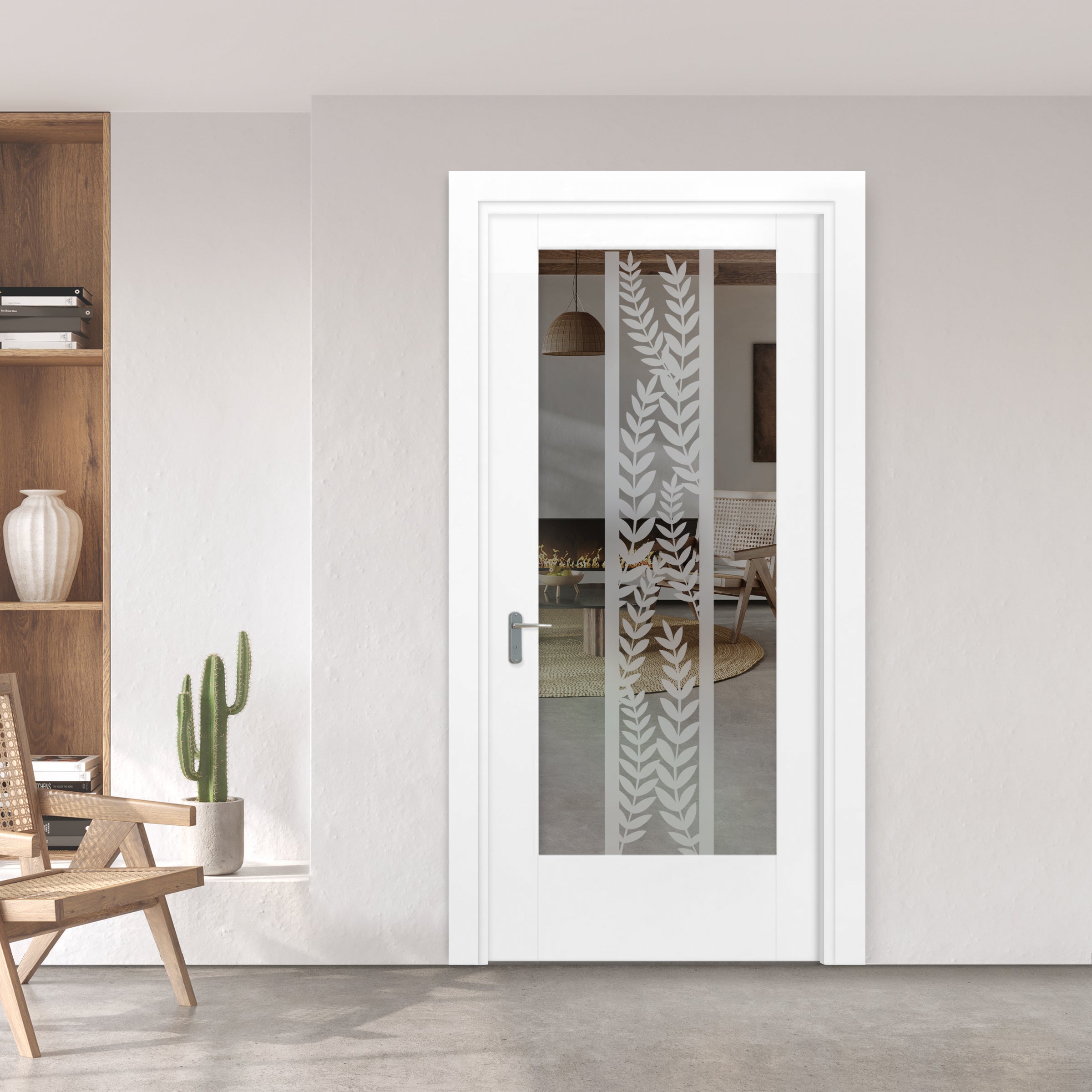Puerta Interior Con Panel De Vidrio Esmerilado PIC1-2728