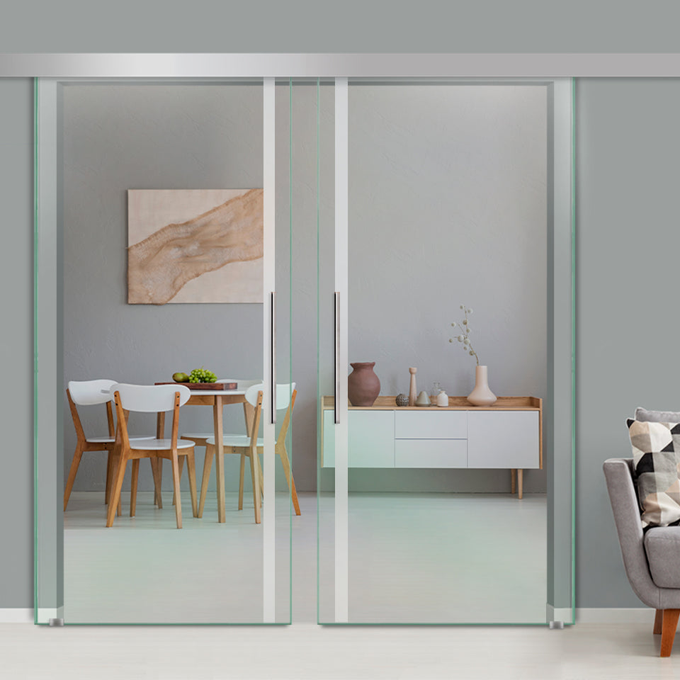 Puerta Corrediza Doble De Vidrio Templado ALU100 PCA2 - 1408