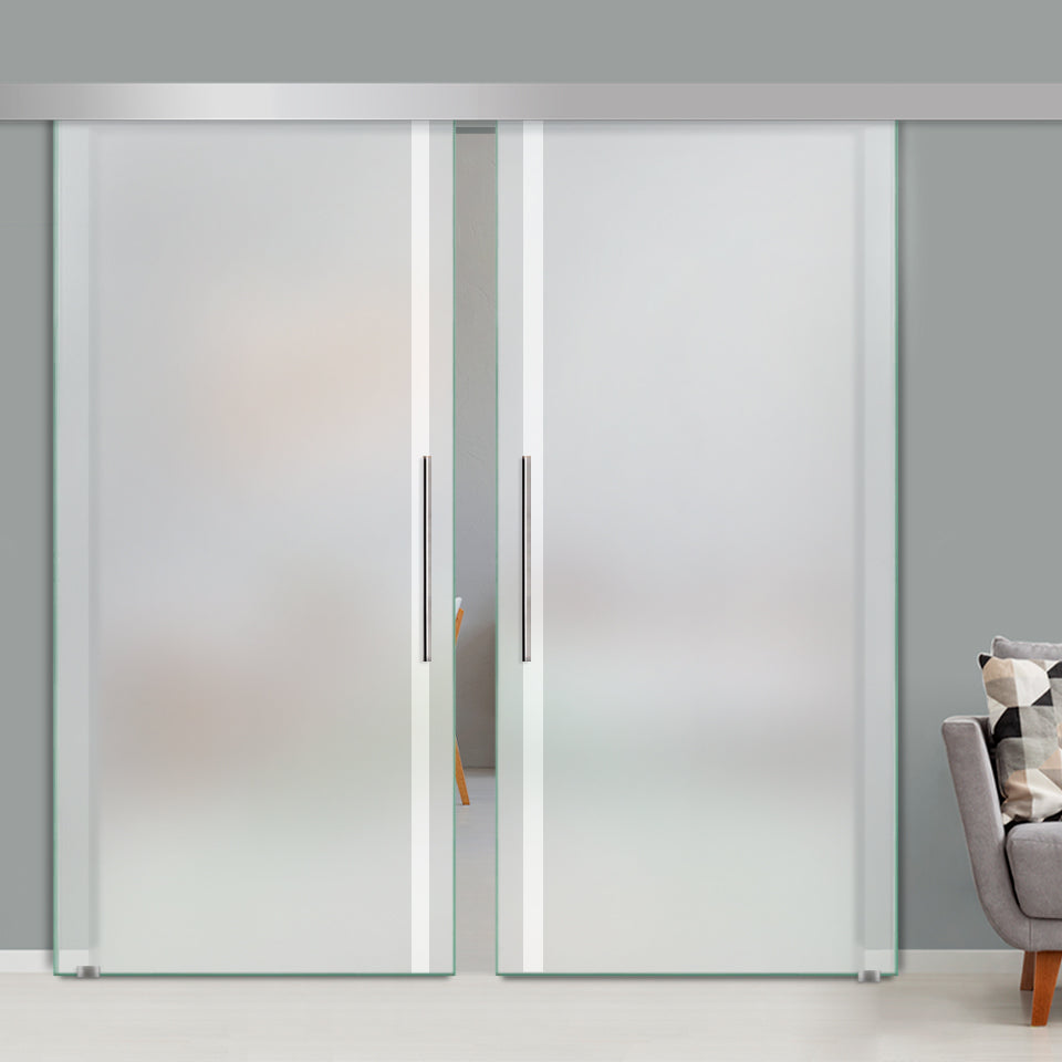 Puerta Corrediza Doble De Vidrio Templado ALU100 PCA2 - 1408