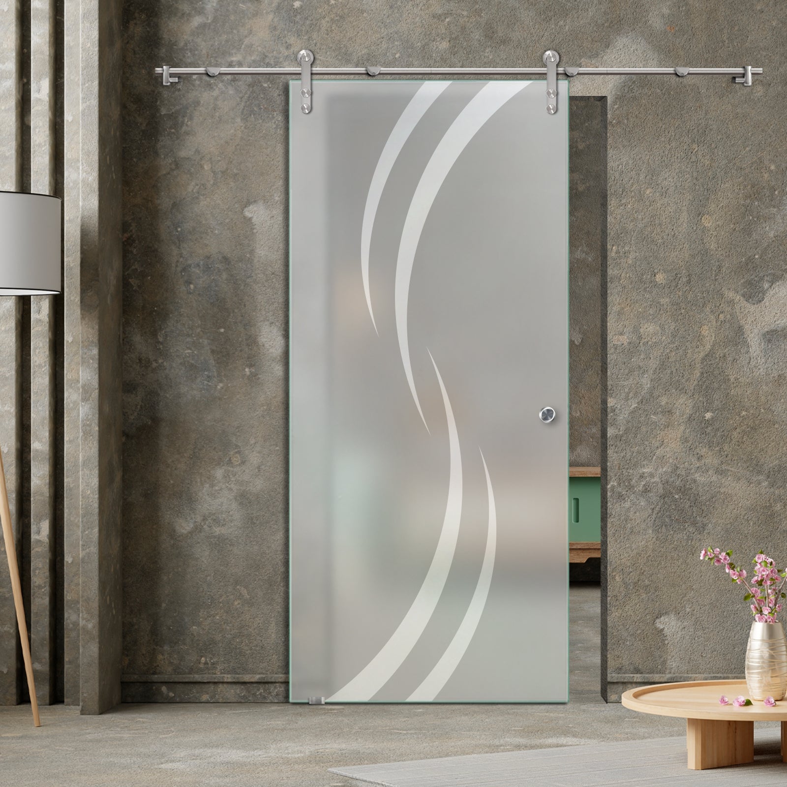 Puerta Corrediza De Vidrio Con Diseño V1000 PCV1-1450
