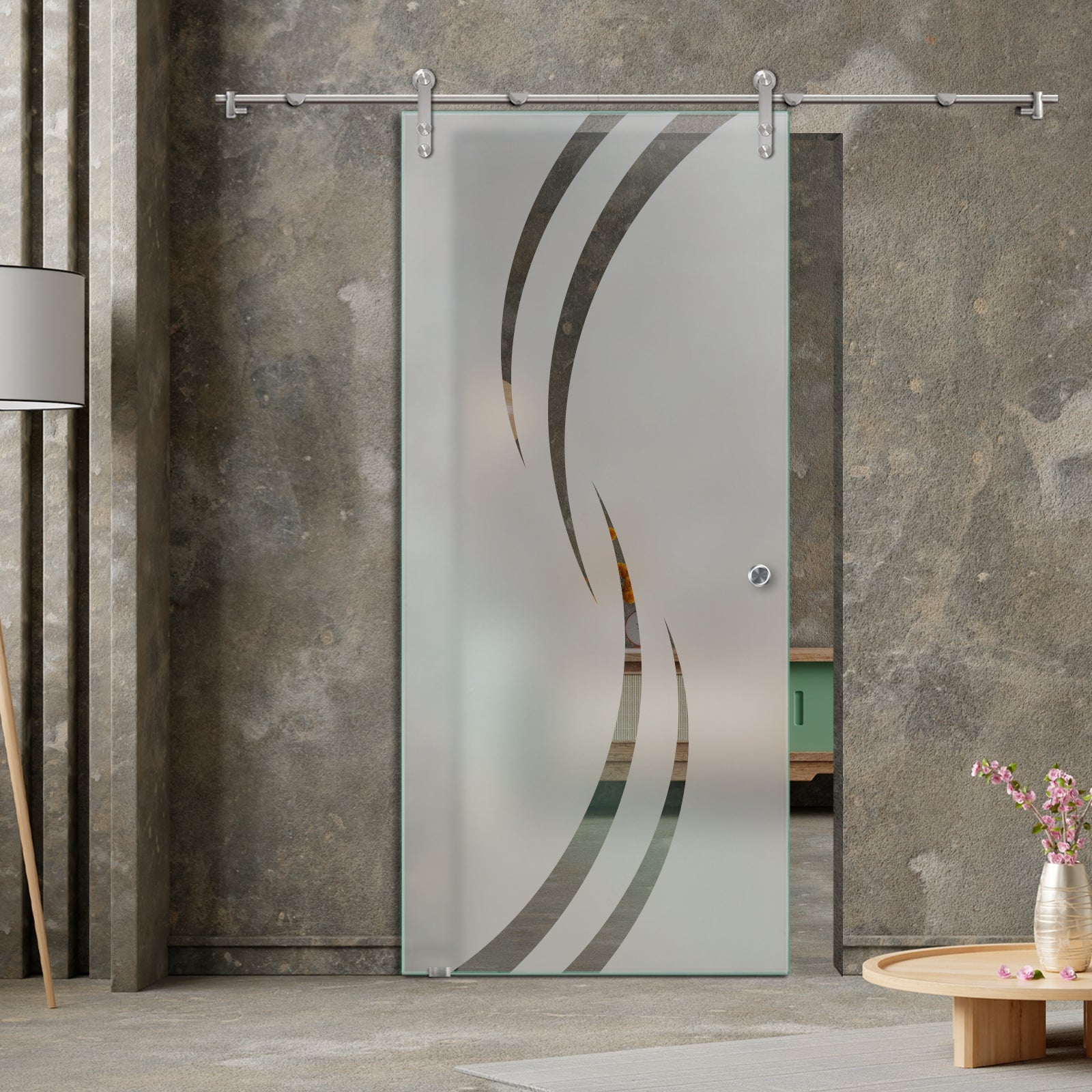 Puerta Corrediza De Vidrio Con Diseño V1000 PCV1-1450