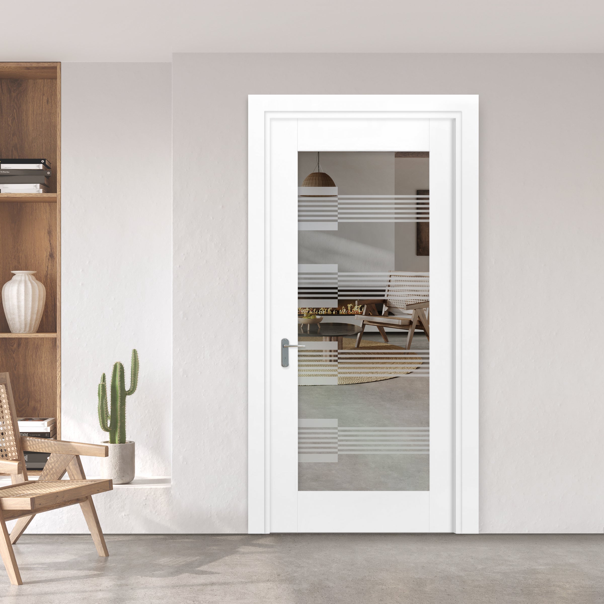 Puerta Interior Con Panel De Vidrio Esmerilado PIC1-1114