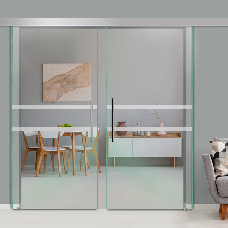 Puerta Corrediza Doble De Vidrio Templado ALU100 PCA2 - 1353