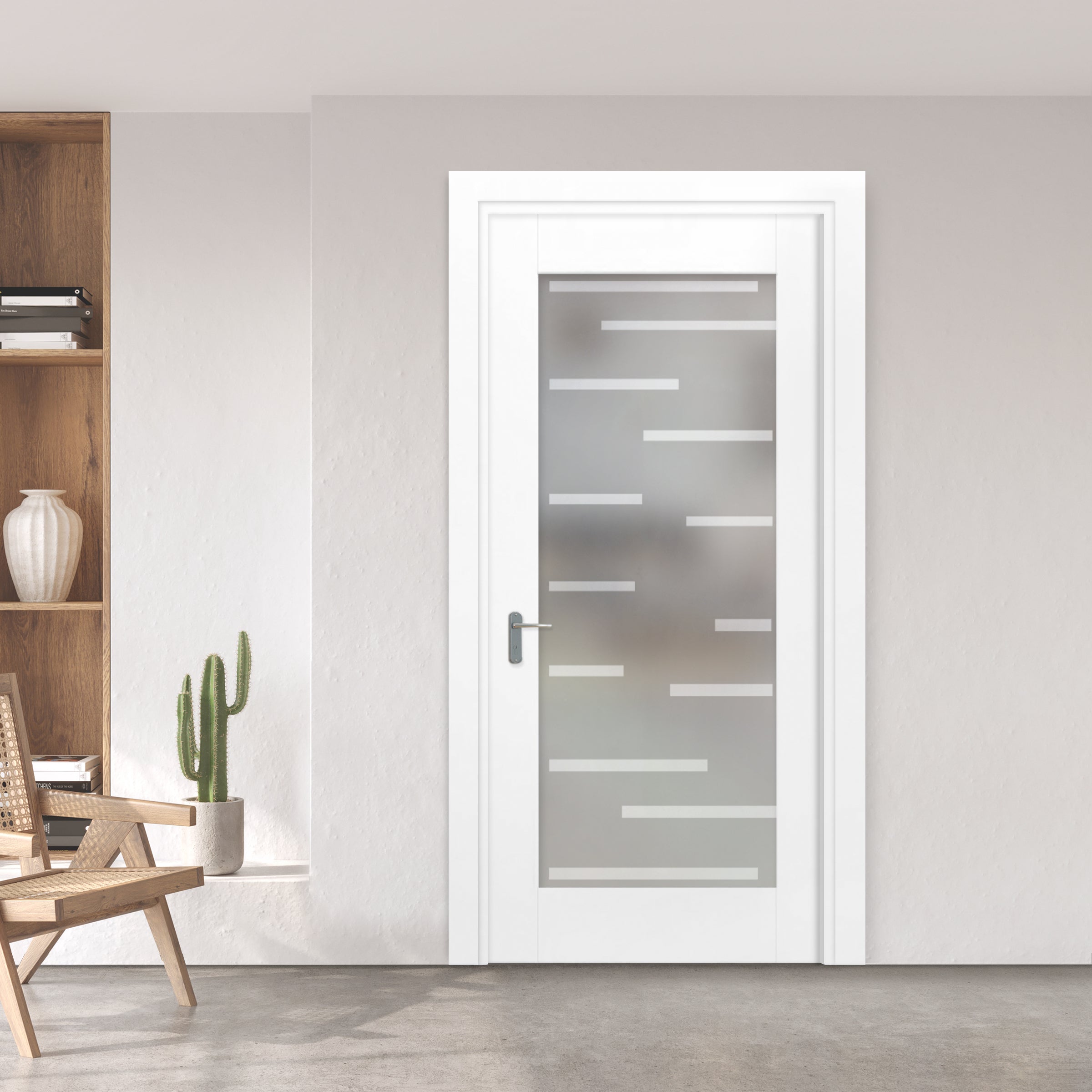 Puerta Interior Con Panel De Vidrio Esmerilado  PIC1-2697