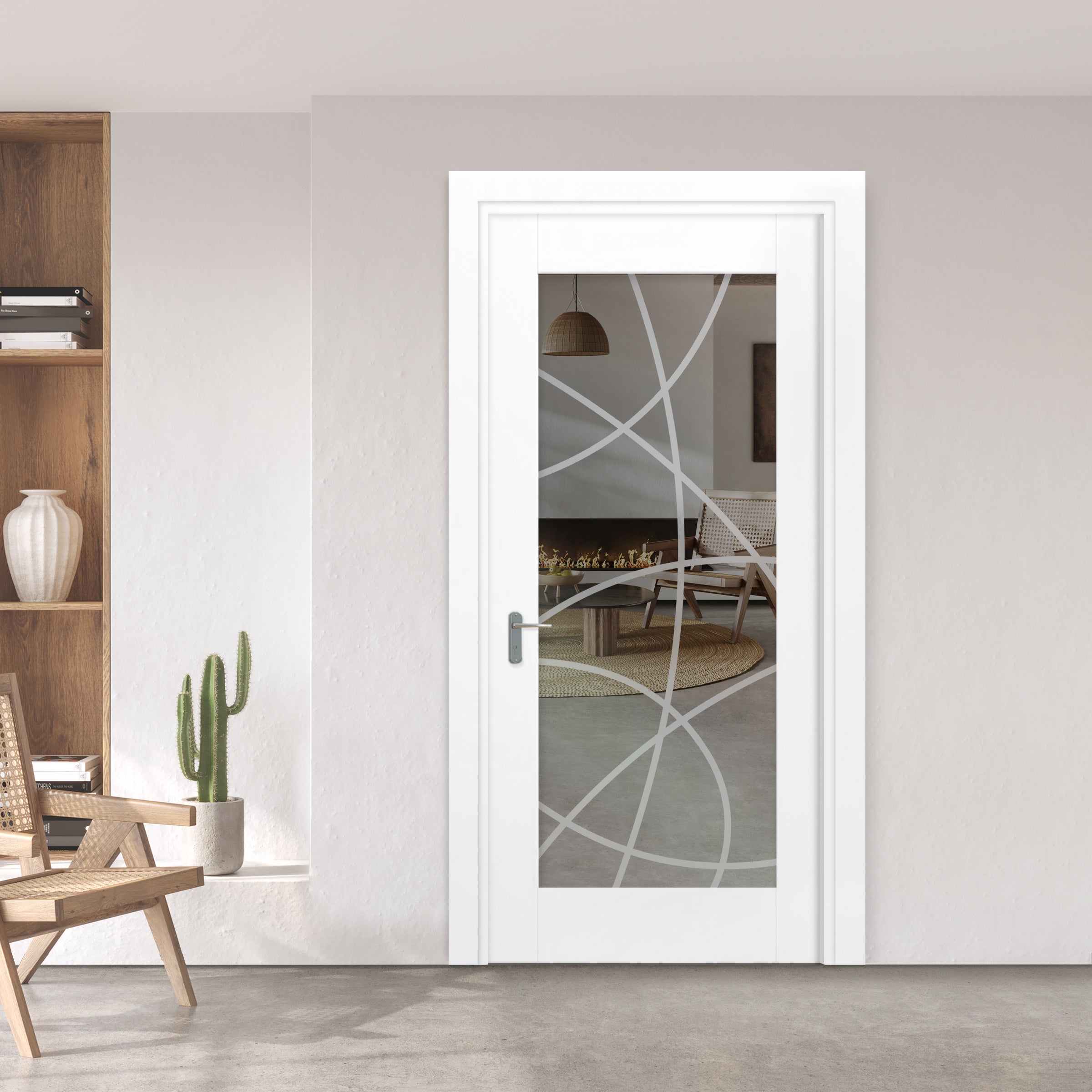 Puerta Interior Con Panel De Vidrio Esmerilado PIC1-2698