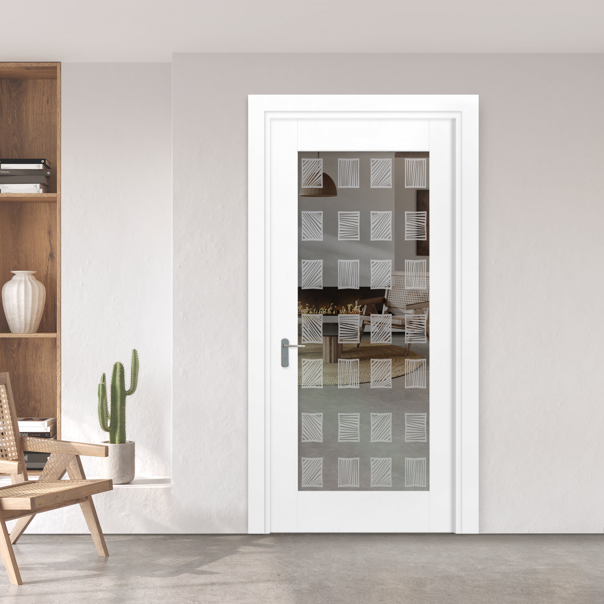 Puerta Interior Con Panel De Vidrio Esmerilado  PIC1-2701