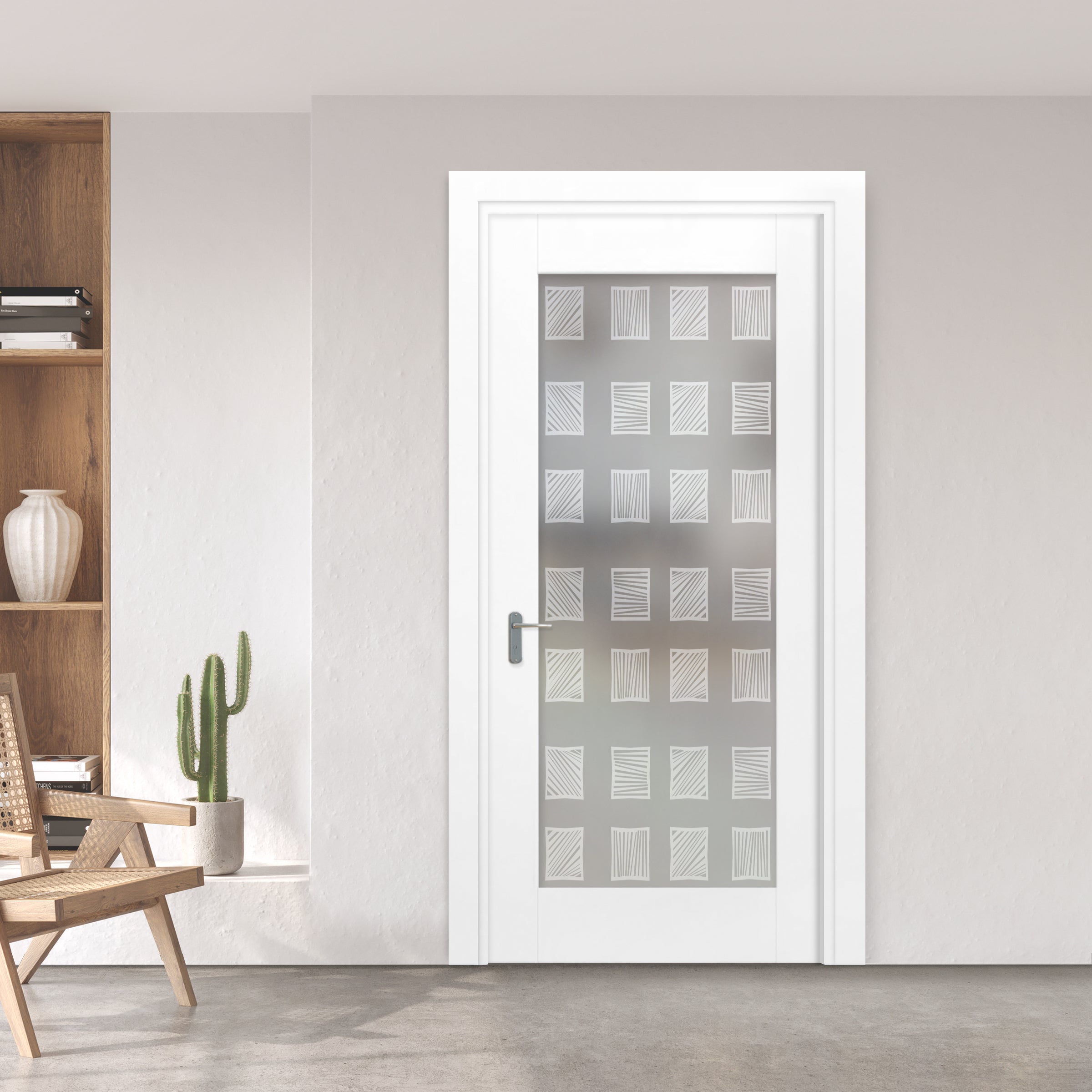 Puerta Interior Con Panel De Vidrio Esmerilado  PIC1-2701