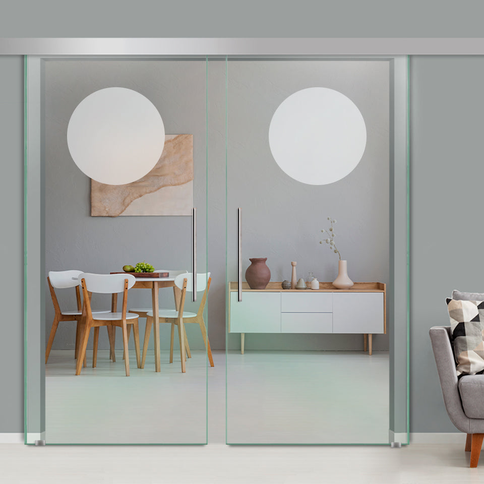 Puerta Corrediza Doble De Vidrio Templado ALU100 PCA2 - 1350