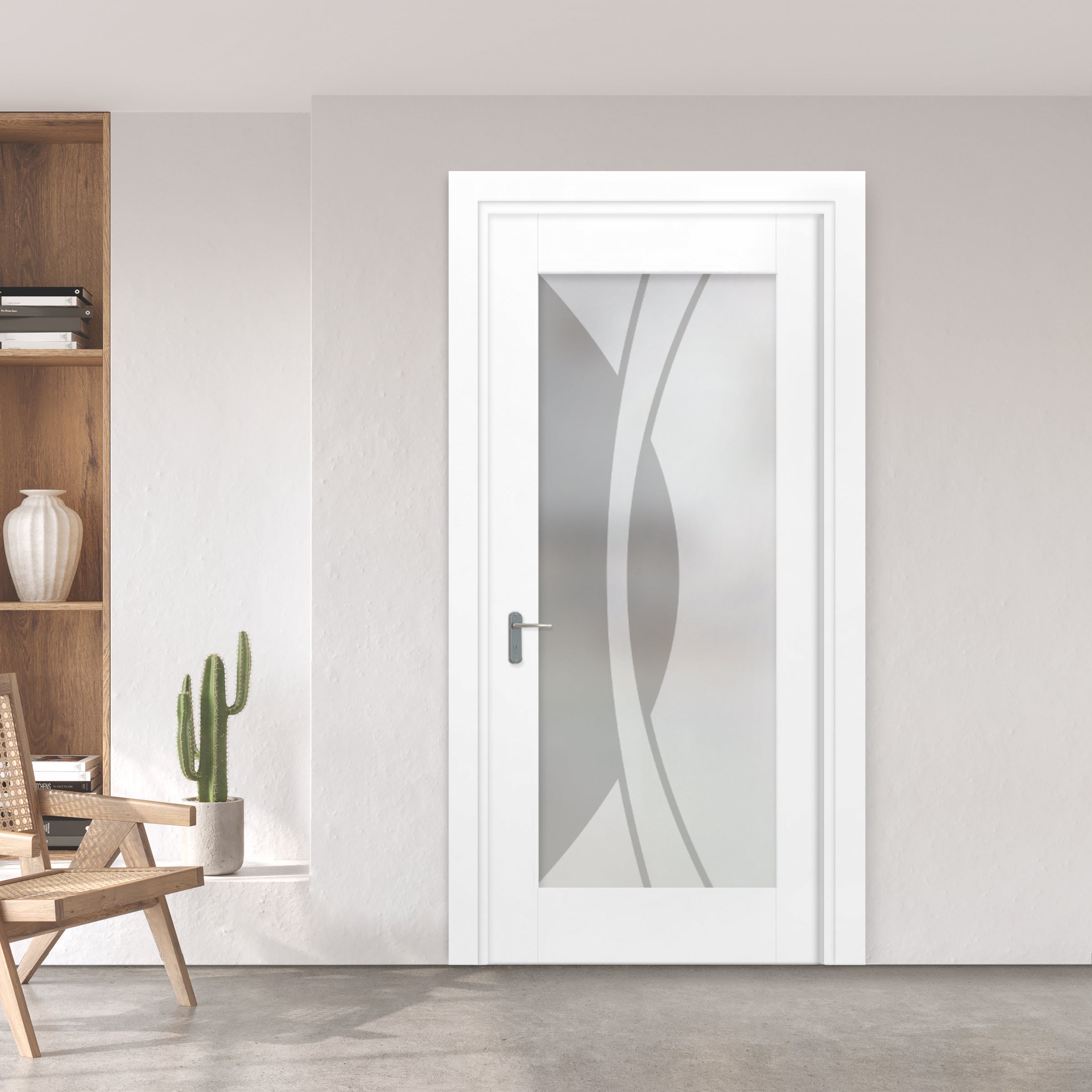 Puerta Interior Con Panel De Vidrio Esmerilado PIC1-2655