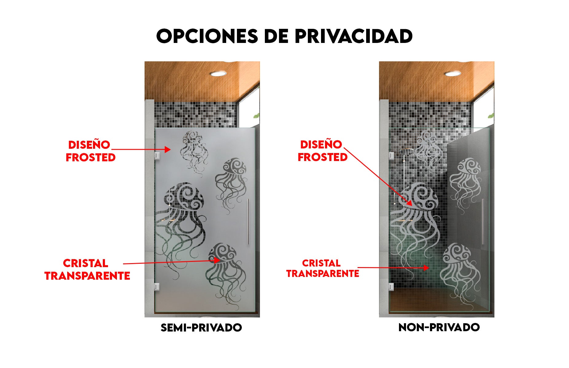 Puerta De Ducha De Vidrio Sin Marco FGSD-1076