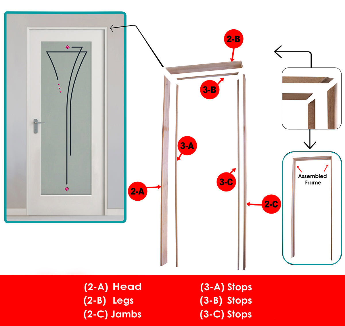 Kit De Marco De Puerta Interior (Bisagra Y Marco Para Puertas De Madera O Vidrio) #6 KMPV-1844
