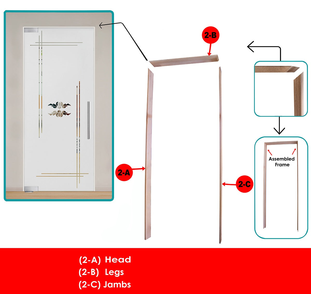Kit De Marco De Puerta Interior (Bisagra Y Marco Para Puertas De Madera O Vidrio) #6 KMPV-1844