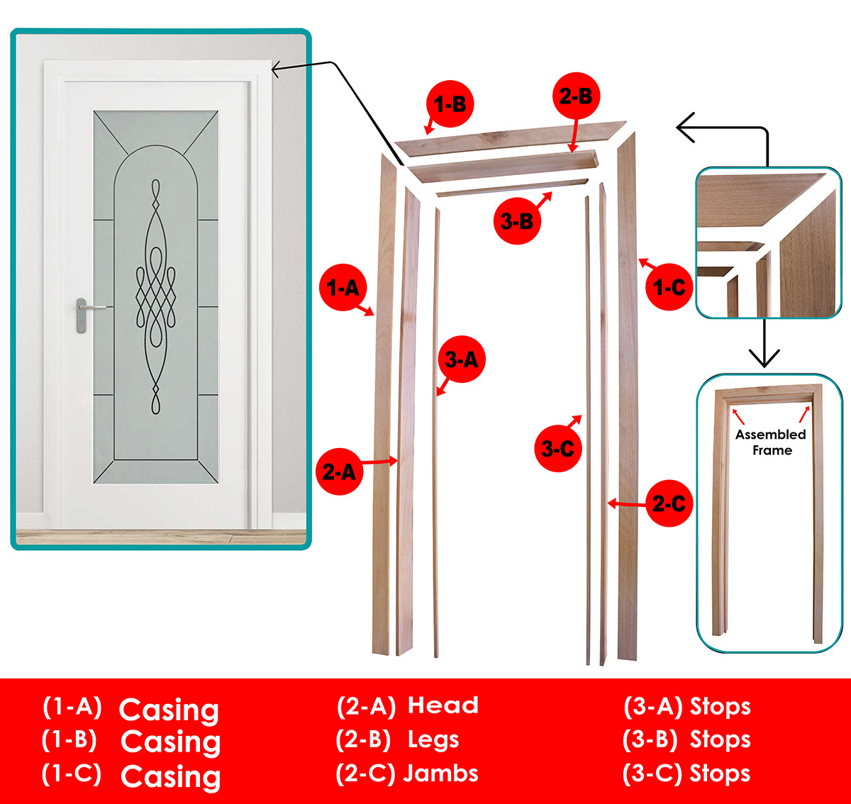 Kit De Marco De Puerta Interior (Bisagra Y Marco Para Puertas De Madera O Vidrio) #6 KMPV-1844