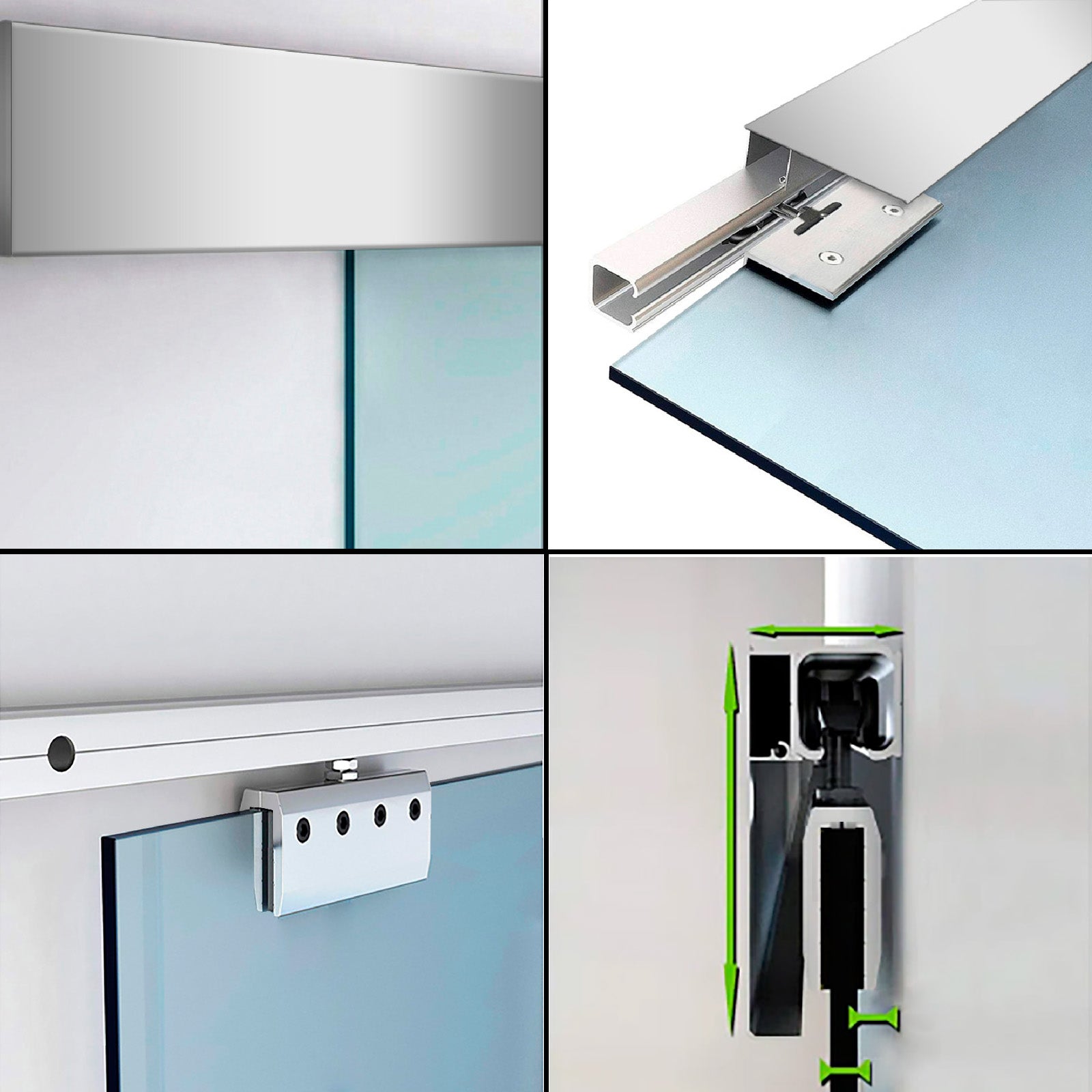 Puerta Corrediza Doble De Vidrio Templado ALU100 PCA2 - 1350