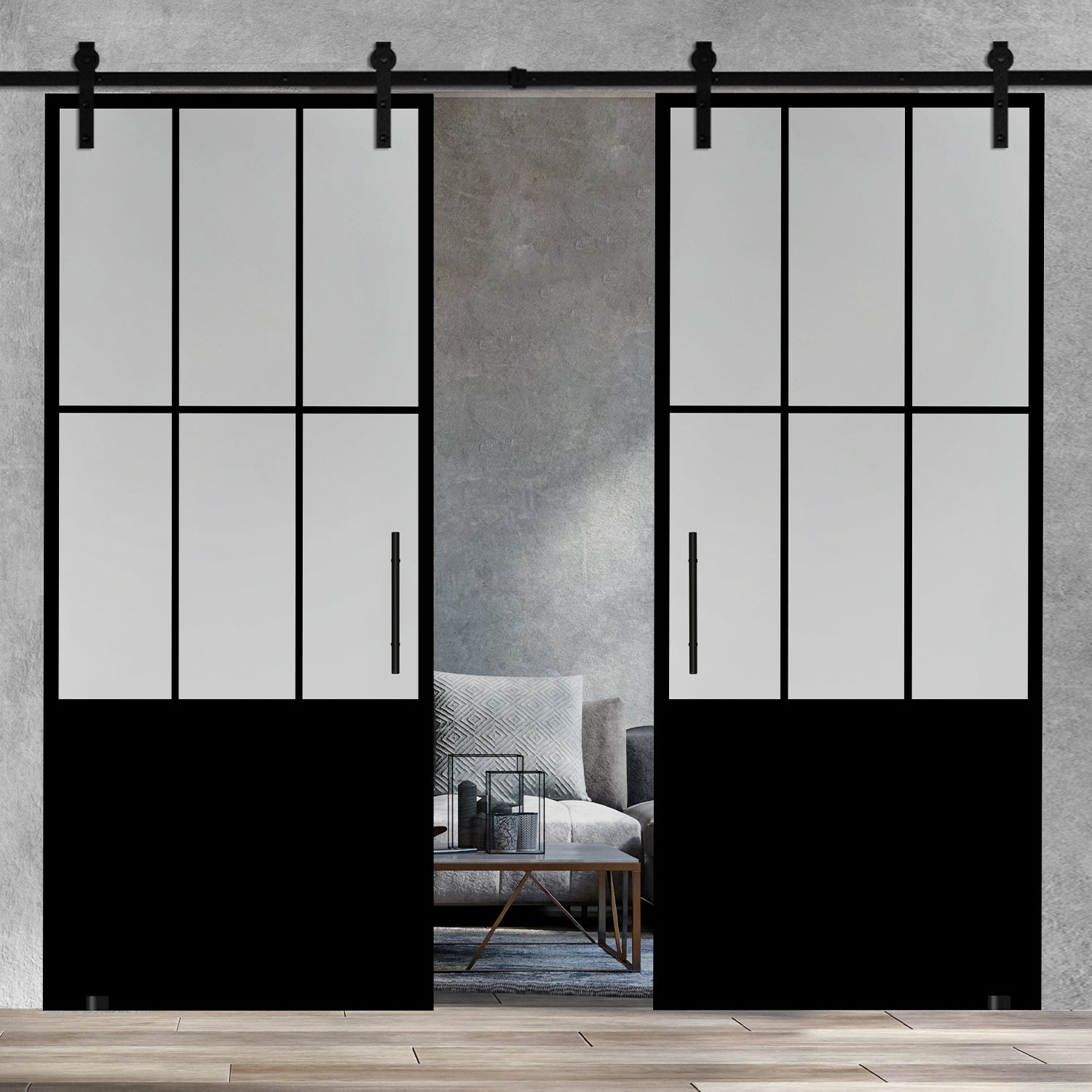 Puerta Doble Vidrio Templado Sin Marco Estilo Industrial PCI2 - 1381