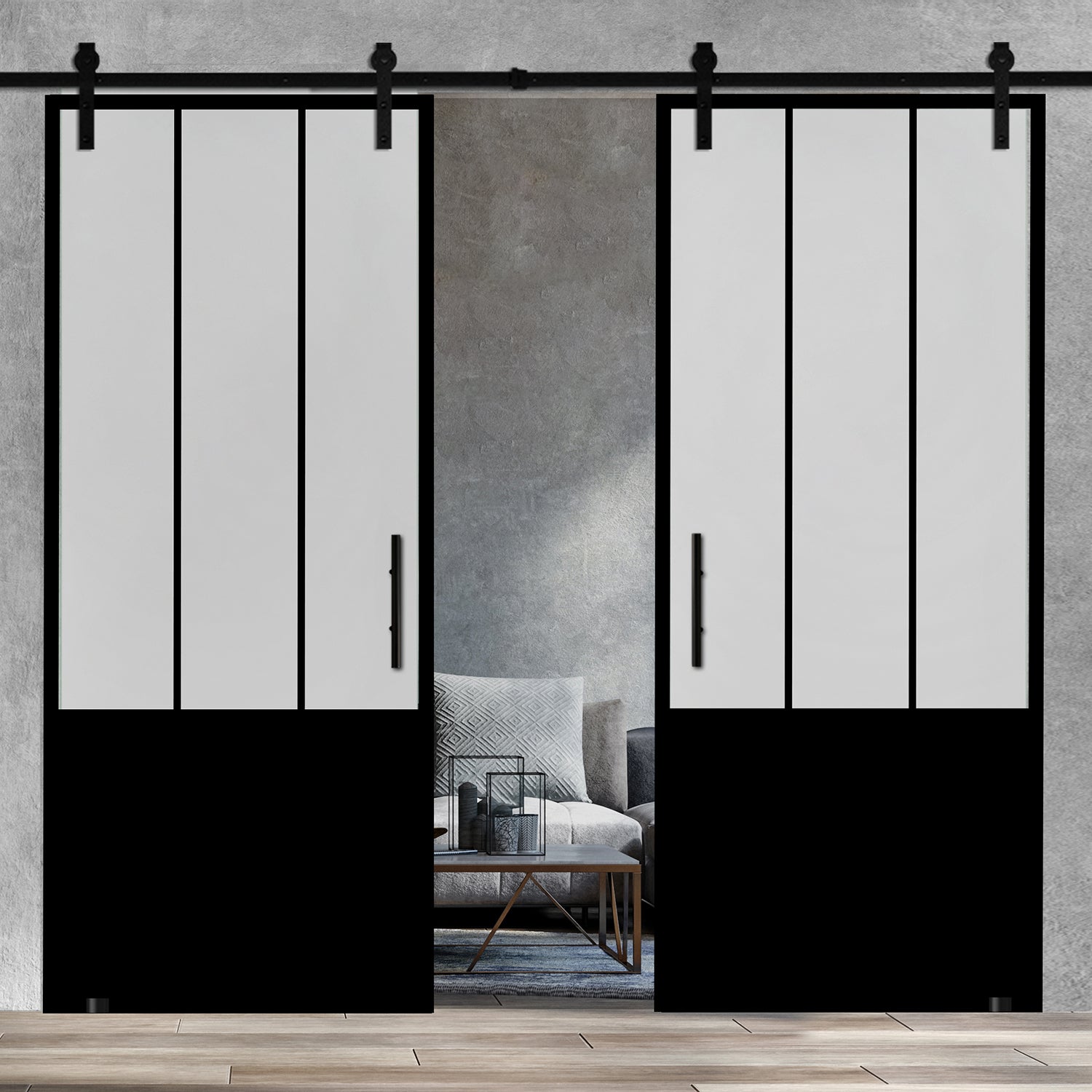 Puerta Doble Vidrio Templado Sin Marco Estilo Industrial PCI2 - 1382