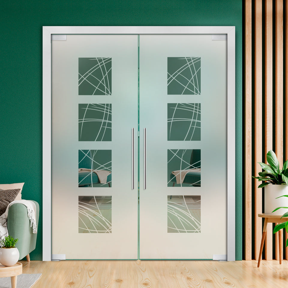 Puerta Doble De Vidrio Pivotante Con Bisagras De Cierre Automático PCP2-2311