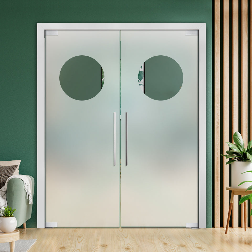 Puerta Doble De Vidrio Pivotante Con Bisagras De Cierre Automático PCP2-2318