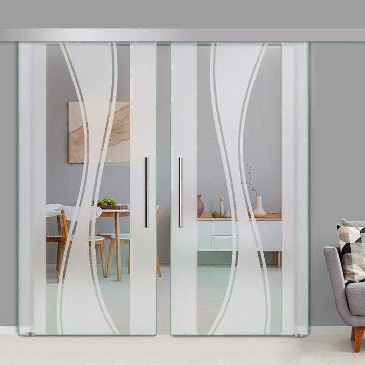 Puerta Corrediza Doble De Vidrio Templado ALU100 PCA2 - 1354