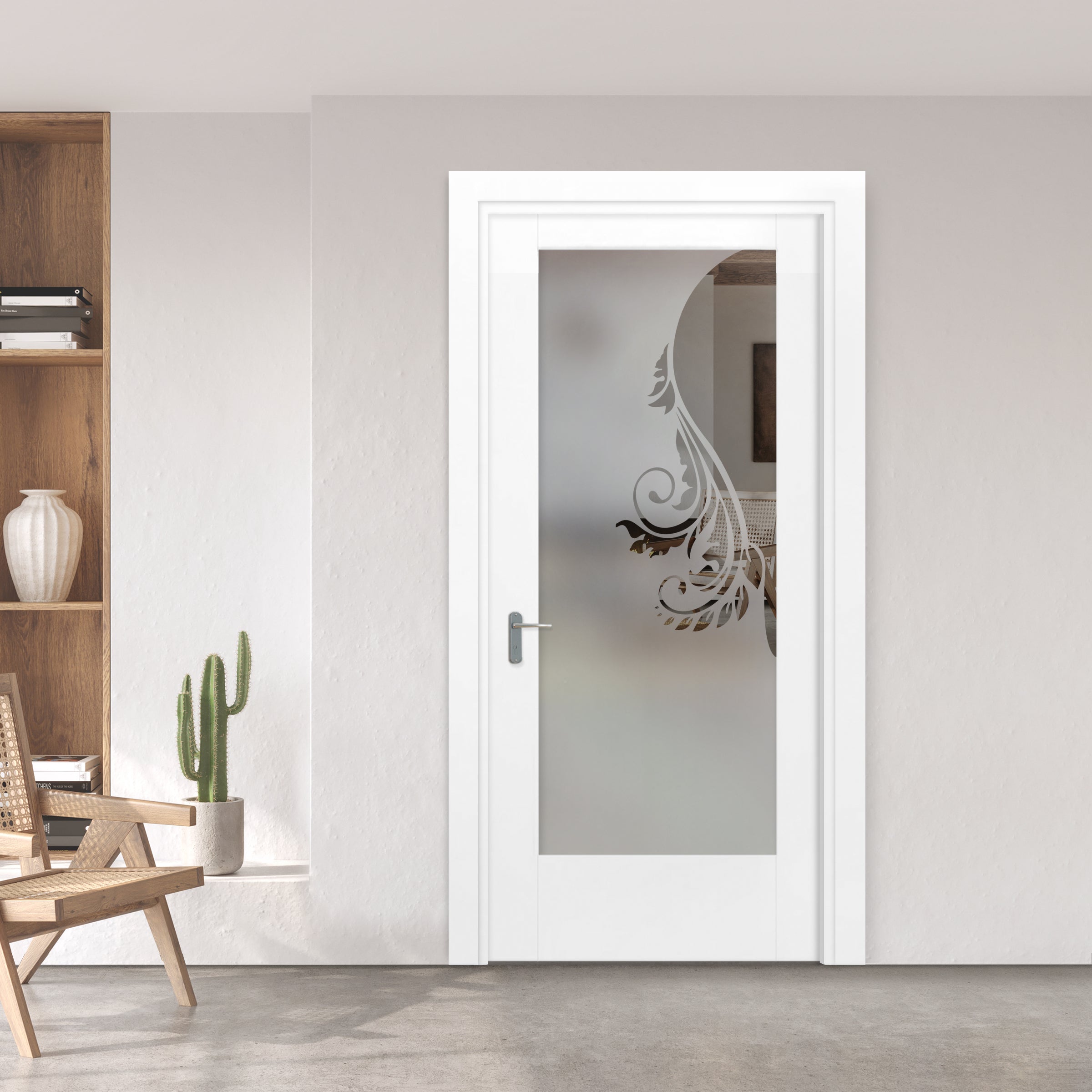 Puerta Interior Con Panel De Vidrio Esmerilado  PIC1-2727