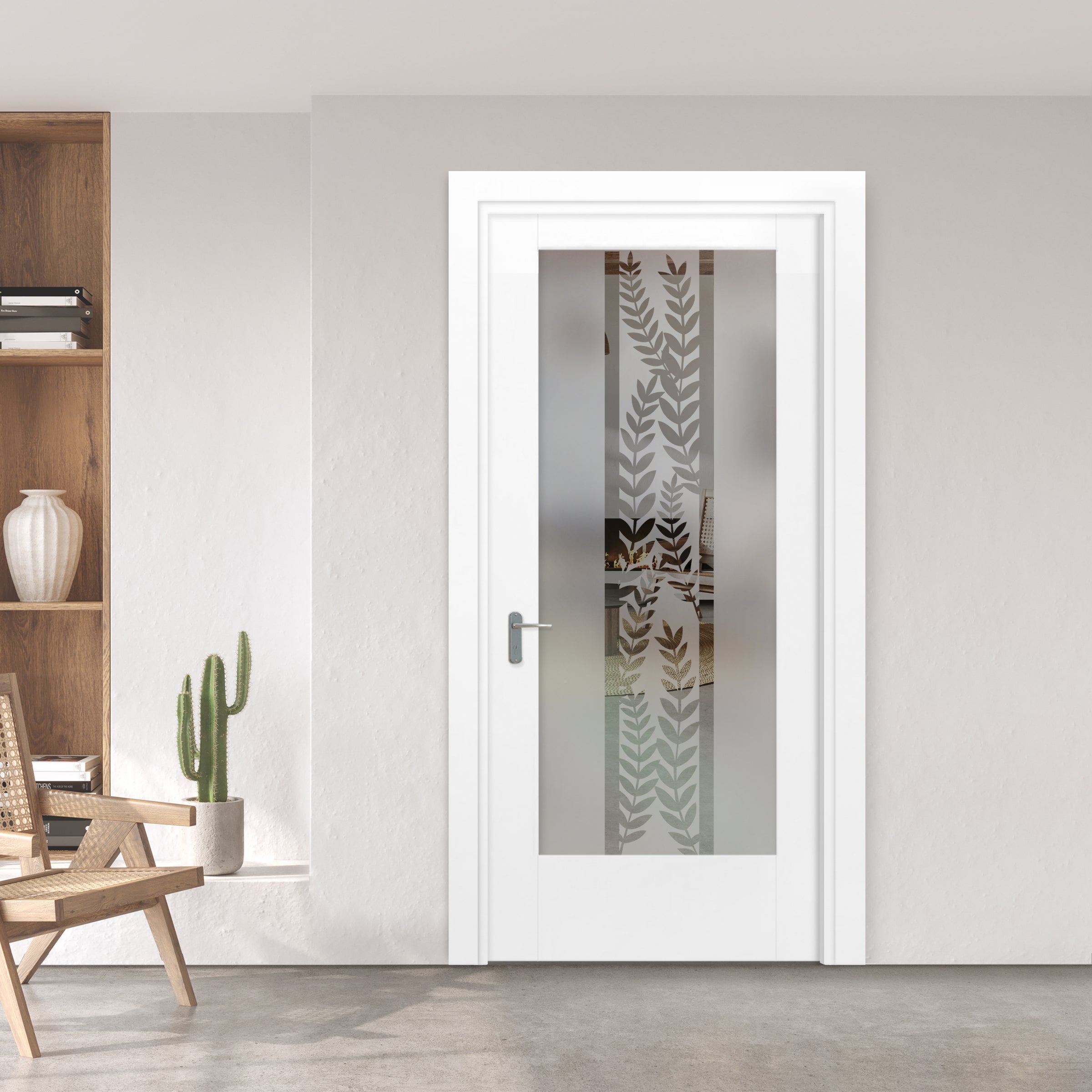 Puerta Interior Con Panel De Vidrio Esmerilado PIC1-2728