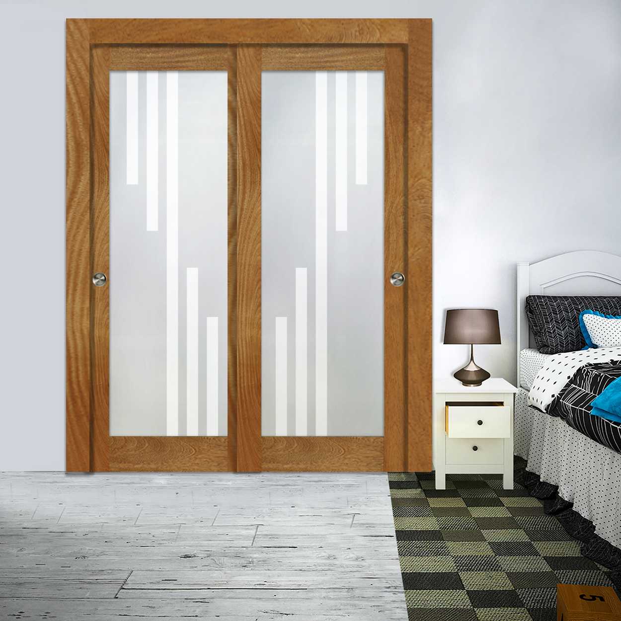 Puerta de clóset corrediza Bypass de 2 hojas con herrajes CS2B - 0001