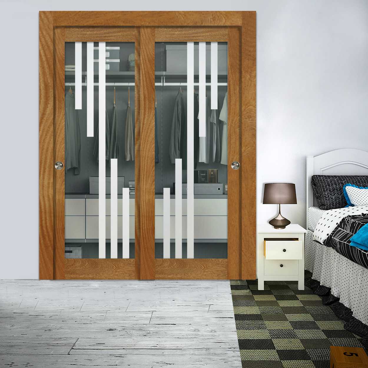 Puerta de clóset corrediza Bypass de 2 hojas con herrajes CS2B - 0001