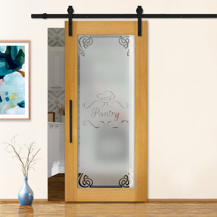 Puerta Corrediza De Madera Con Vidrio Emerilado PCG1-1328