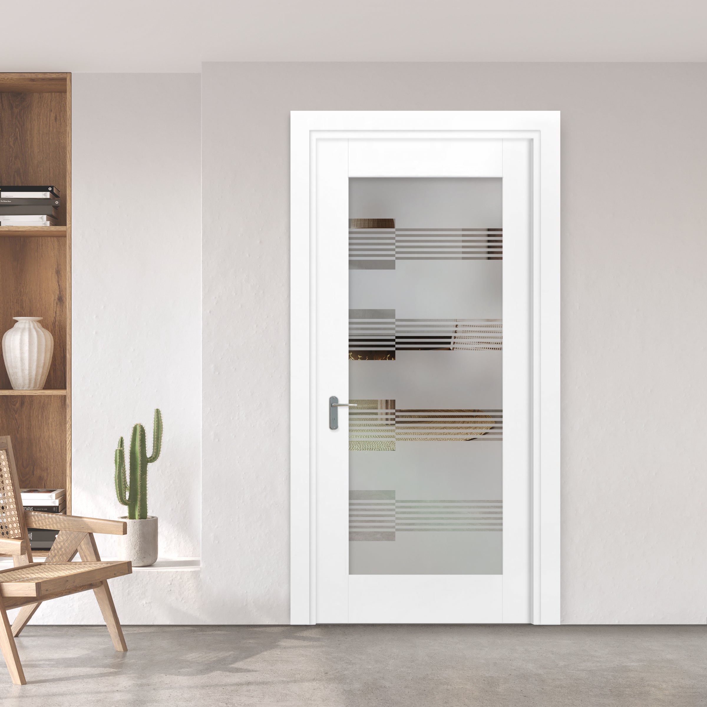 Puerta Interior Con Panel De Vidrio Esmerilado PIC1-1114