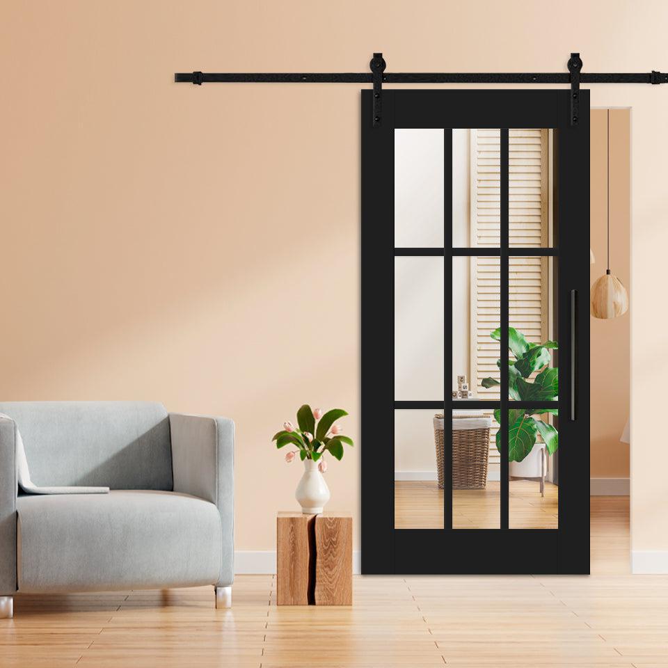 Puerta Corrediza De Madera Estilo Frances Con 4 Paneles de Espejo Insertado MEPC-1027