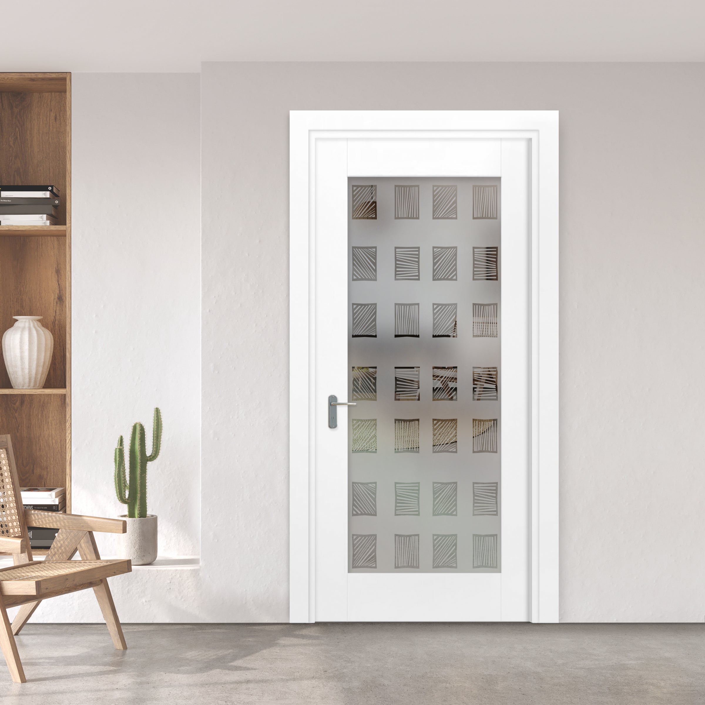 Puerta Interior Con Panel De Vidrio Esmerilado  PIC1-2701