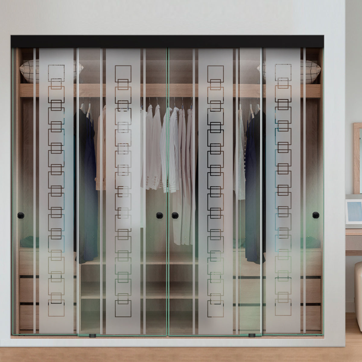 Puerta Corrediza De Vidrio Sin Marco Para Closet de 4 Hojas  CBF-0073