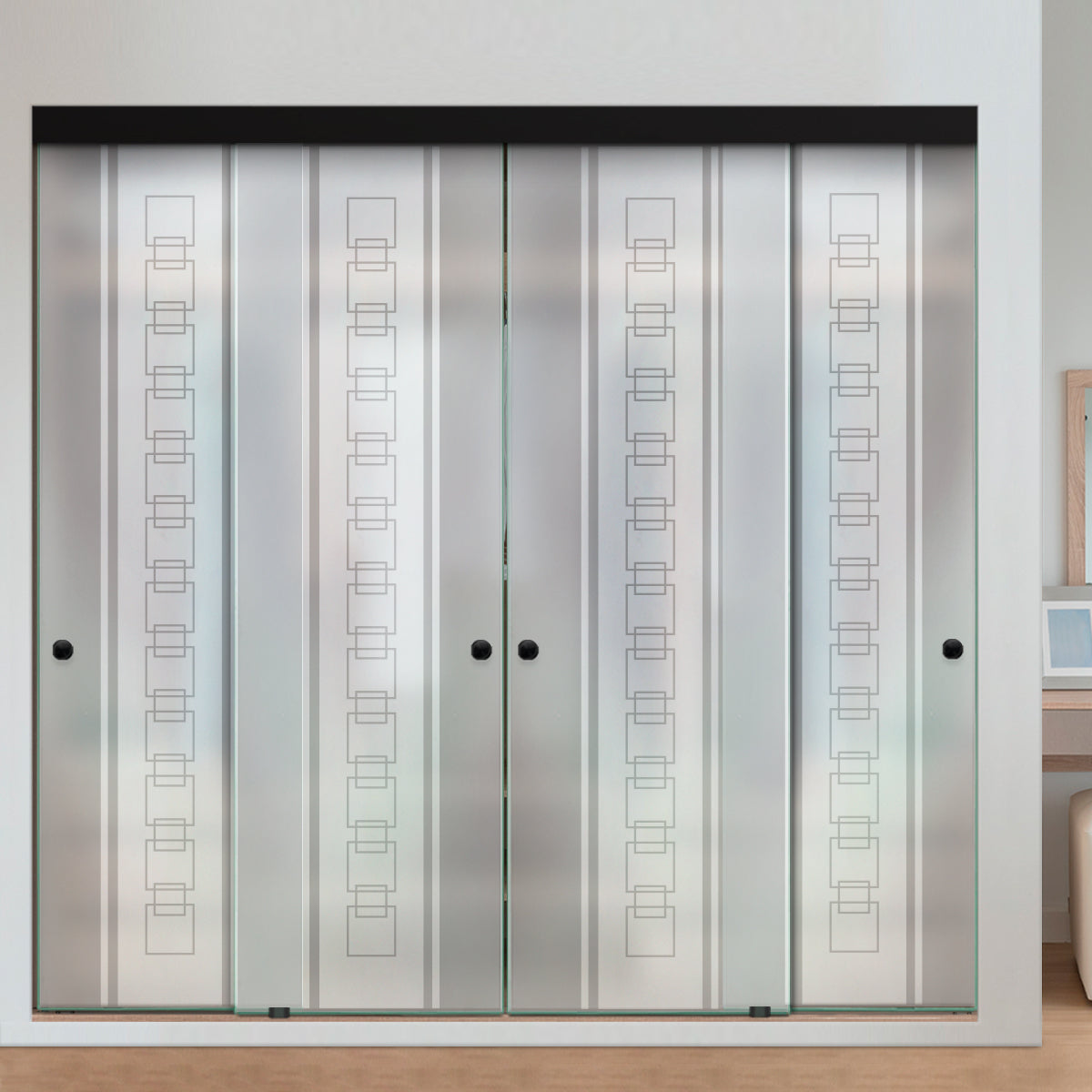 Puerta Corrediza De Vidrio Sin Marco Para Closet de 4 Hojas  CBF-0073