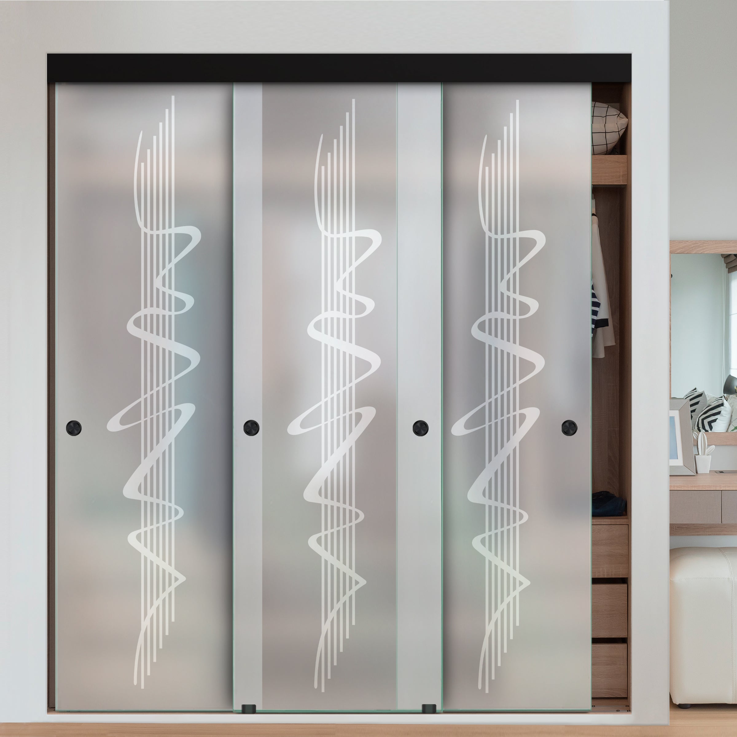 Puerta Corrediza De Vidrio Sin Marco Para Closet de 3 Hojas CBF-0056