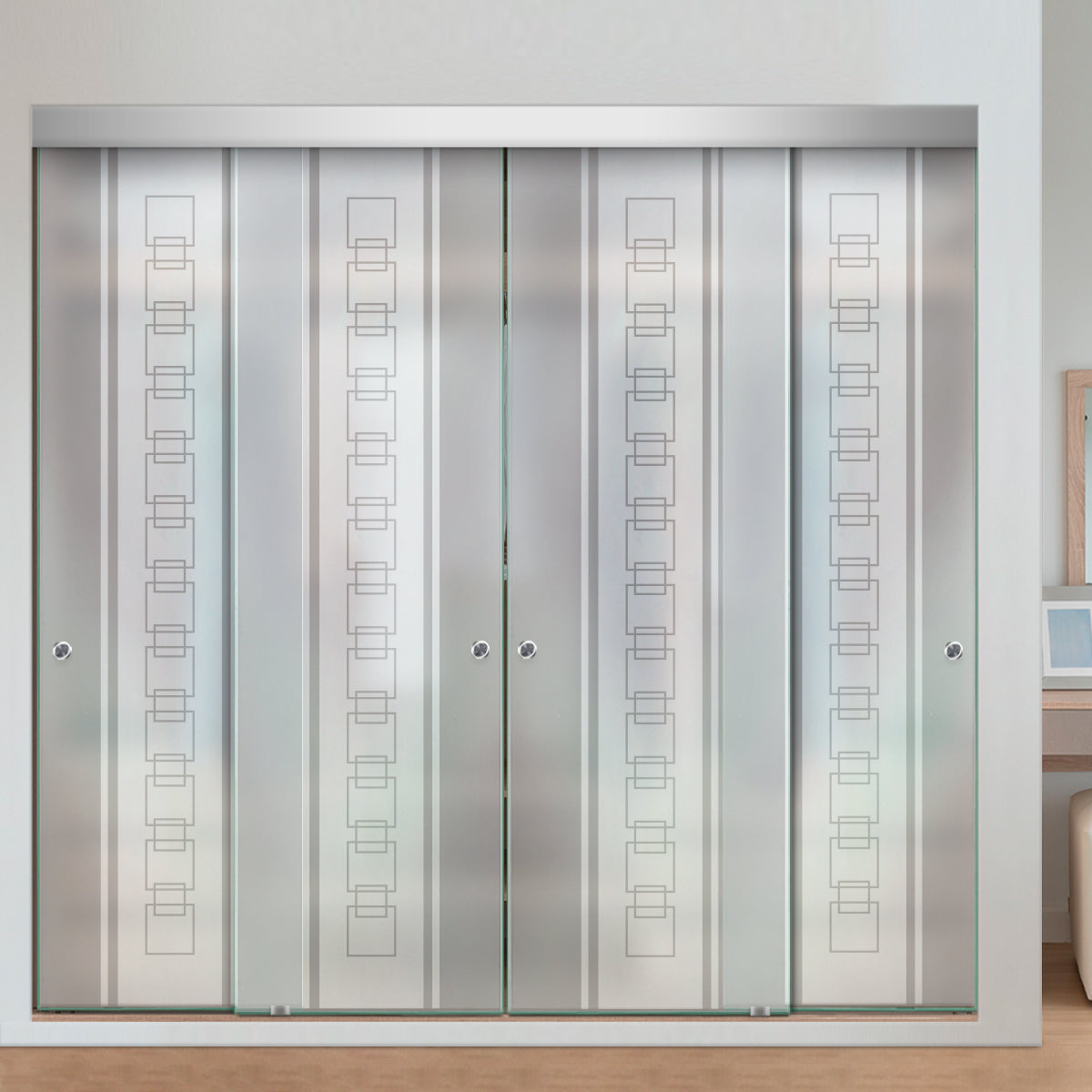 Puerta Corrediza De Vidrio Sin Marco Para Closet de 4 Hojas  CBF-0073