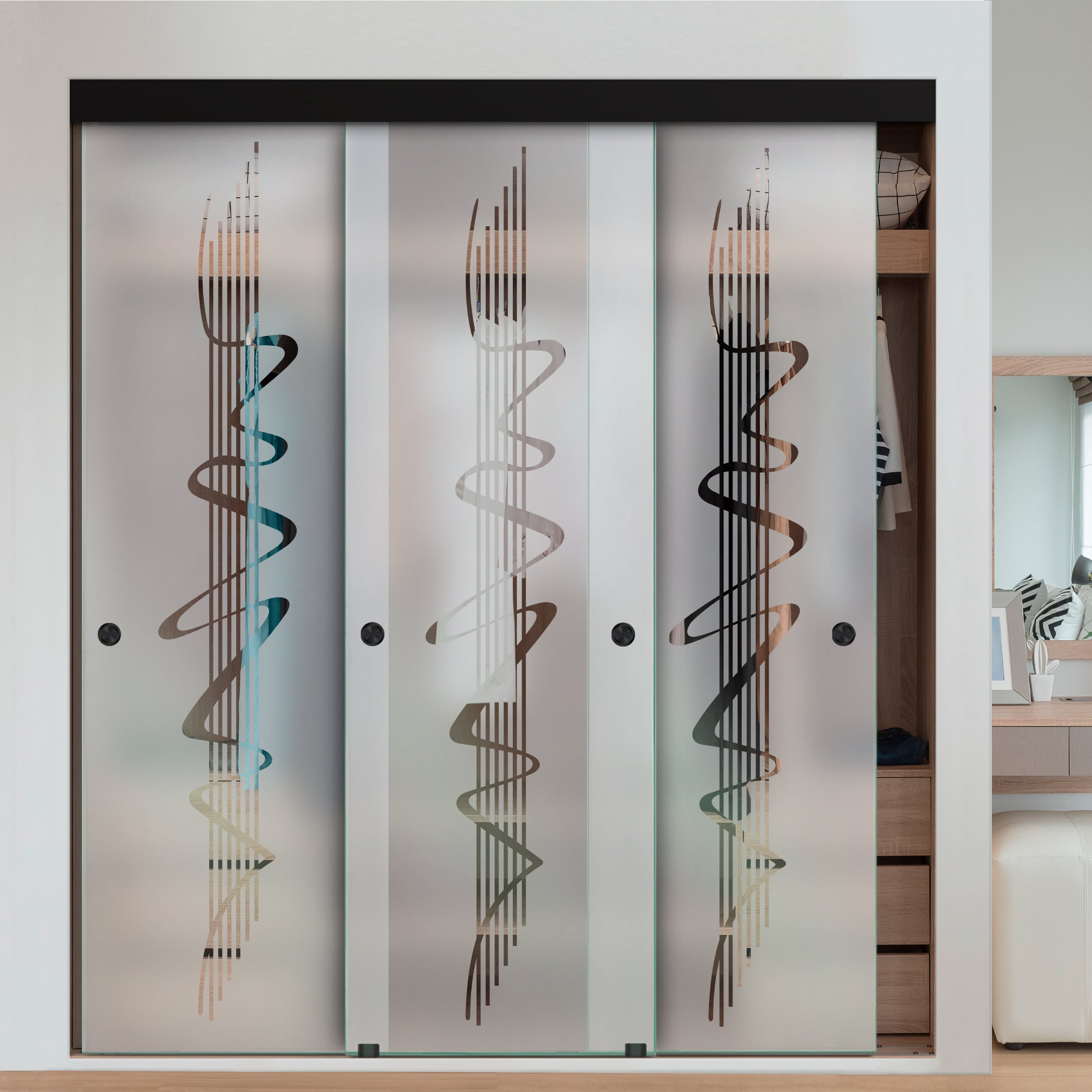 Puerta Corrediza De Vidrio Sin Marco Para Closet de 3 Hojas CBF-0056
