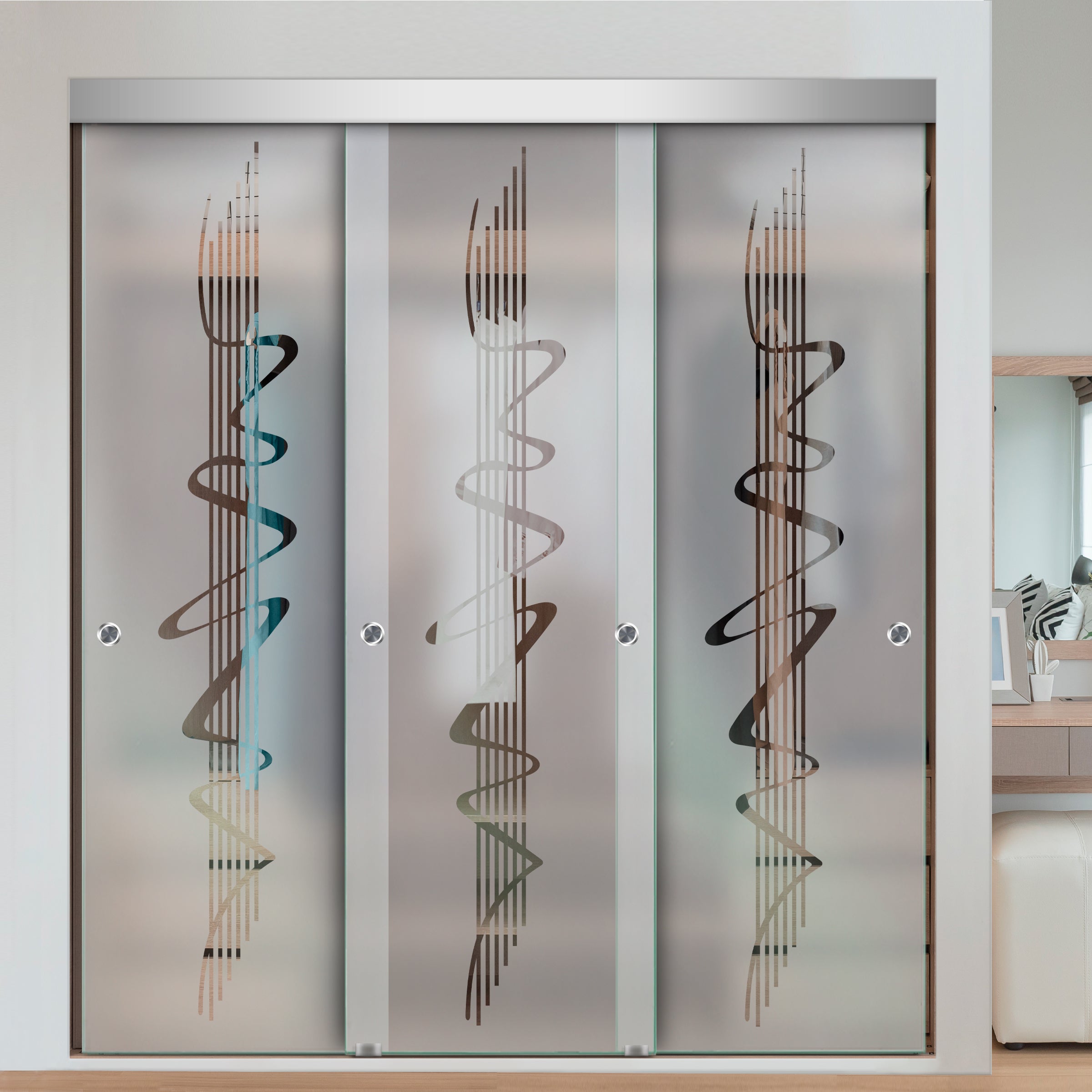 Puerta Corrediza De Vidrio Sin Marco Para Closet de 3 Hojas CBF-0056