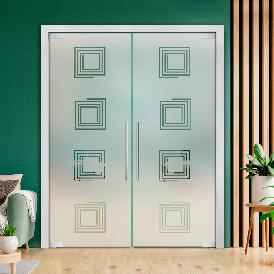 Puerta Doble De Vidrio Pivotante Con Bisagras De Cierre Automático PCP-2282