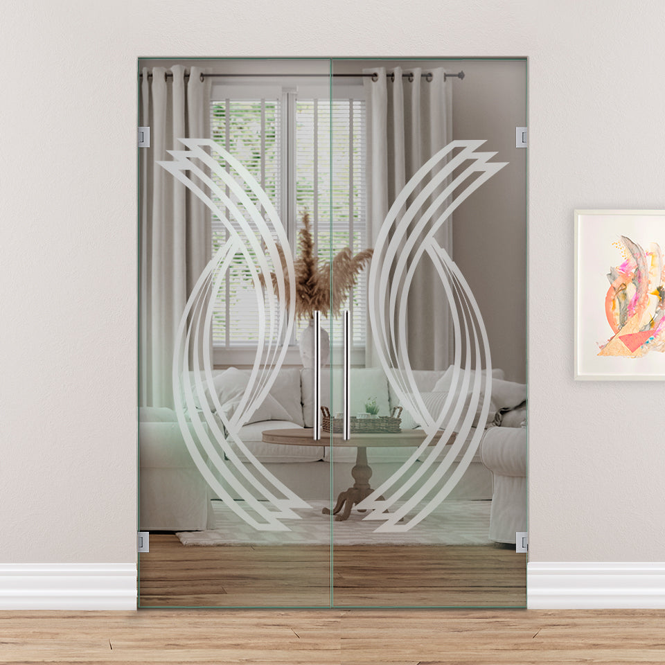 Puerta Doble De Cristal Giratoria PVB2-2175