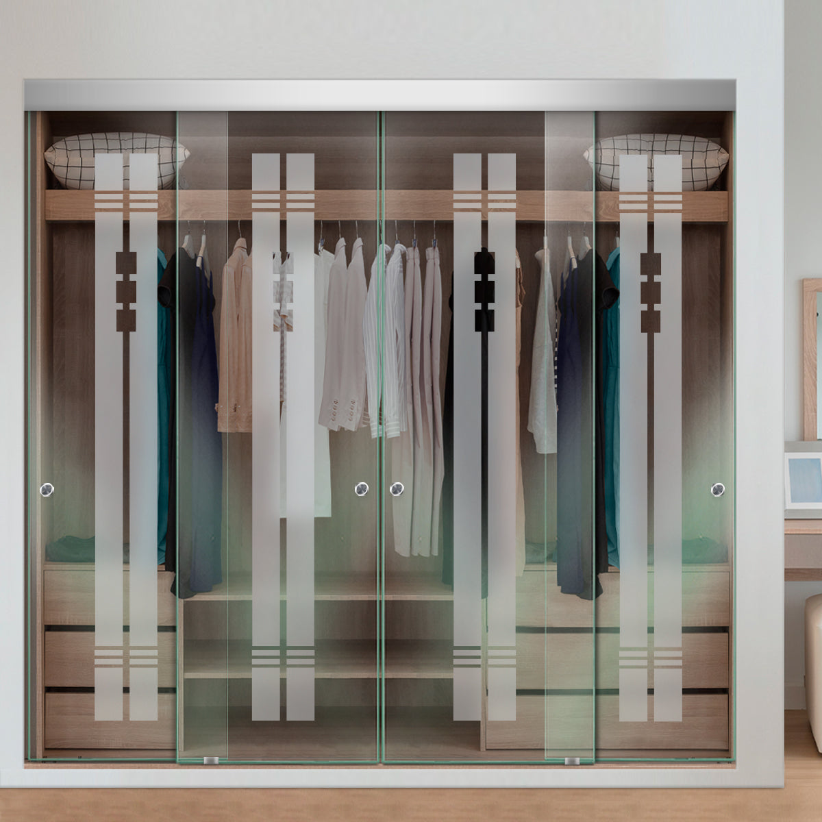 Puerta Corrediza De Vidrio Sin Marco Para Closet de 4 Hojas CBF-0076