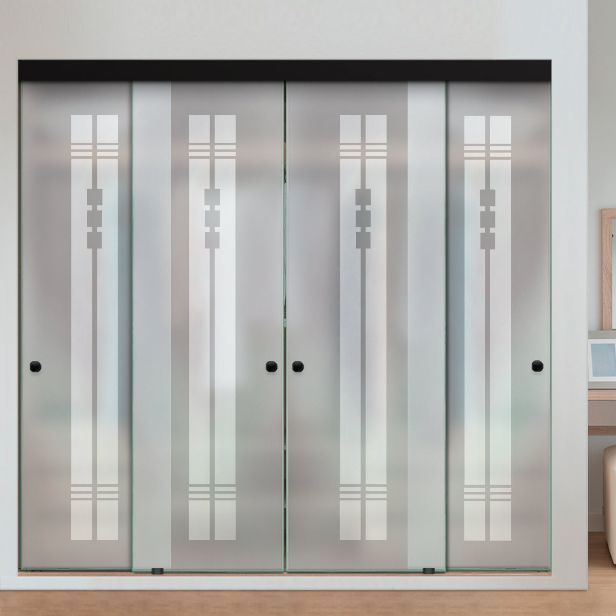 Puerta Corrediza De Vidrio Sin Marco Para Closet de 4 Hojas CBF-0076