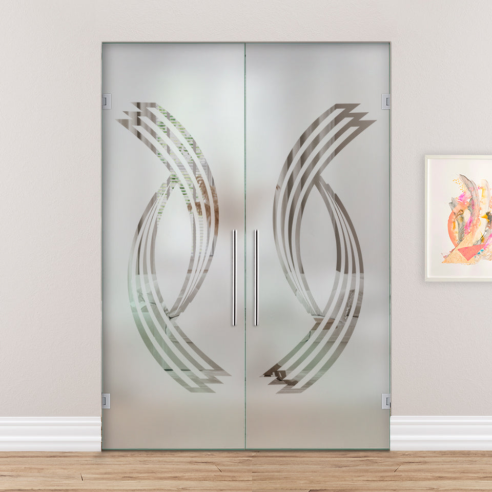 Puerta Doble De Cristal Giratoria PVB2-2175