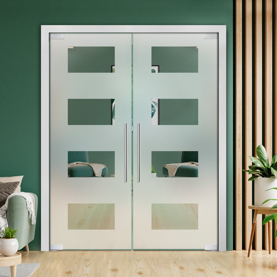 Puerta Doble De Vidrio Pivotante Con Bisagras De Cierre Automático PCP2-2319