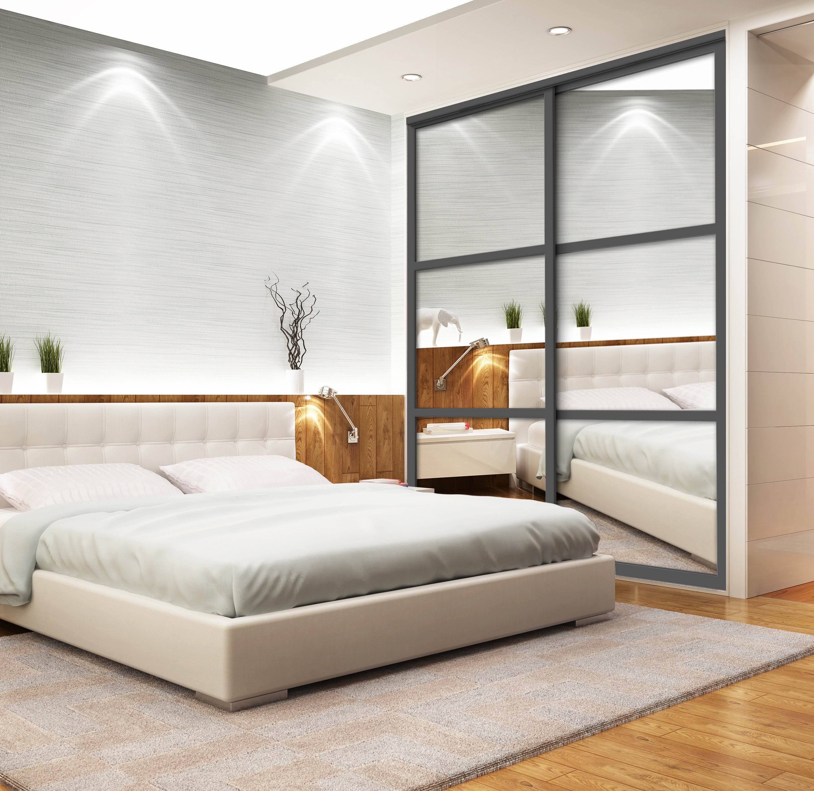 Puerta De Armario De 2 Hojas Con Espejo y Anulación BMSC-1176