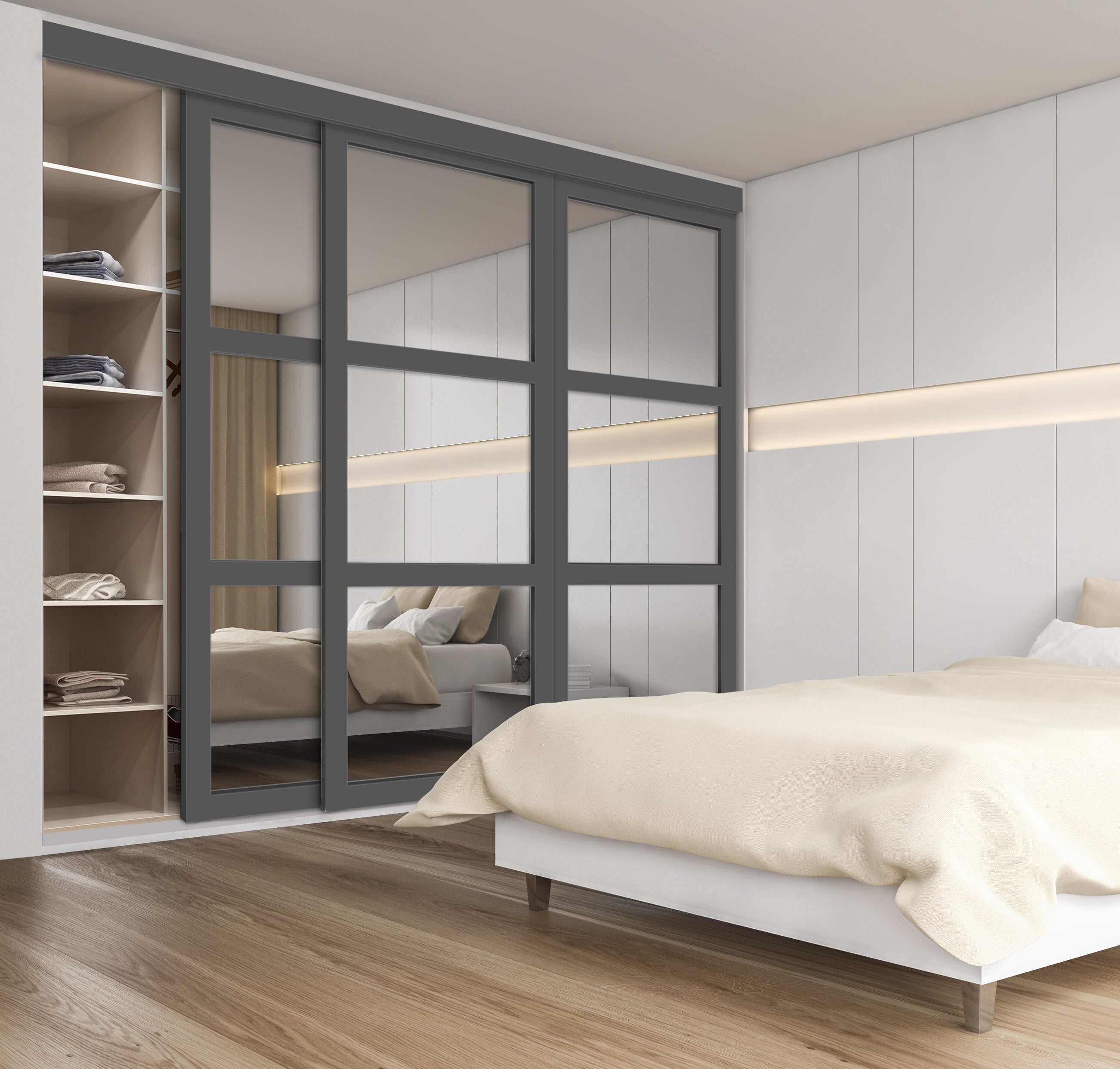 Mirror Shaker Style Closet Door 3 Panels